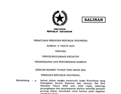 Perpres Nomor 14 Tahun 2024: Carbon Capture Storage
