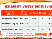 Nickel Pig Iron Naik US$0,5/dmt pada 26 Februari 2024 INPI
