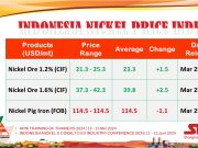 Bijih Nikel 1,6% Naik US$2,5/dmt pada 25 Maret 2024 Harga INPI terbaru.