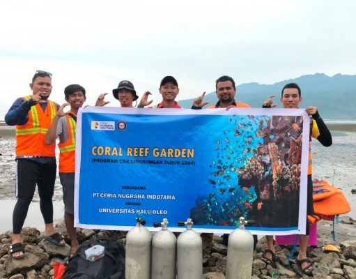 Kolaborasi Ceria dan Universitas Halu Oleo dalam Program Coral Reef Garden Komitmen PT Ceria Nugraha Indotama (Ceria) dengan Universitas Halu Oleo dalam Program Coral Reef Garden untuk pelestarian ekosistem laut, khususnya terumbu karang dan biota laut. (dok. Ceria)