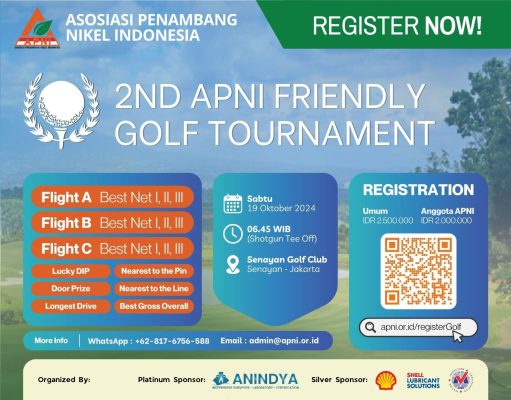 APNI Gelar 2nd Friendly Golf Tournament Oktober Mendatang Pertandingan golf persahabatan dengan "2nd APNI Friendly Golf Tournament yang akan diselenggarakan Asosiasi Penambang Nikel Indonesia (APNI). (Dok. APNI)