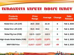Harga Nikel Indonesia Stagnan, Nickel Matte dan MHP Turun