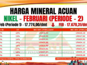 HPM Nikel Februari Periode 2, Harga MC 30% dan MC 35% Kompak Turun