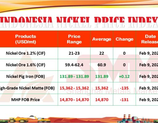 INPI 9 Februari 2026: Harga Bijih Naik Tipis, MHP dan Nickel Matte Turun lebih US$1.000/dmt