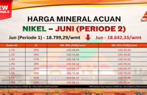 Harga Nikel Juni 2026 P2 Kembali Melemah, HPM Bijih Turun di Seluruh Kadar