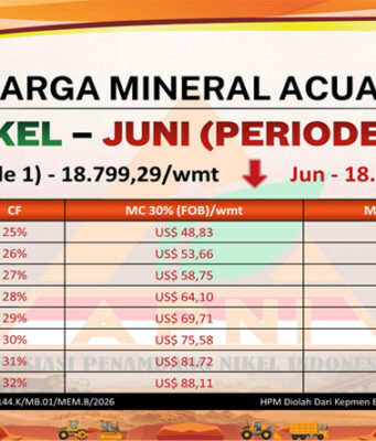 Harga Nikel Juni 2026 P2 Kembali Melemah, HPM Bijih Turun di Seluruh Kadar