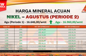 Harga Nikel Agustus 2026 Periode 2 Naik, HMA Capai US$16.960/wmt