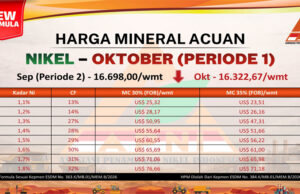 Harga Nikel Oktober 2026 Periode 1 Turun Tajam, HMA Jadi US$16.322,67